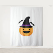 Pumpkin Halloween Jack O Lantern Bat Wandkleed (Voorkant)
