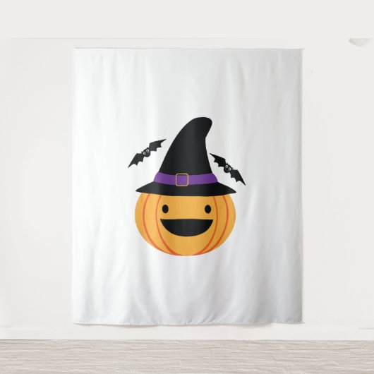 Pumpkin Halloween Jack O Lantern Bat Wandkleed (Voorkant)