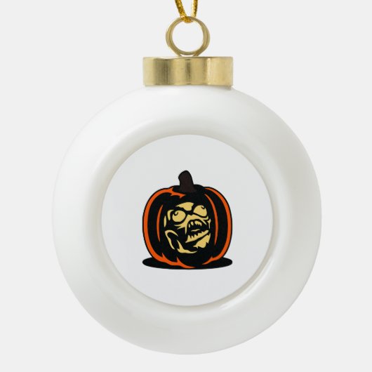 Pumpkin Halloween Keramische Bal Ornament (Voorkant)