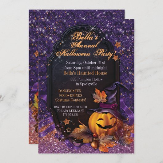 PUMPKIN HALLOWEEN PARTIJINVITATIE KAART (Voorkant / Achterkant)