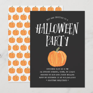 Pumpkin Halloween Party Invitation Black Kaart