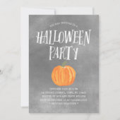 Pumpkin Halloween Party Invitation Grey Waterverf Kaart (Voorkant)