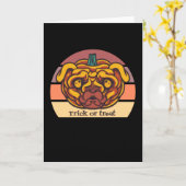 Pumpkin Halloween Retro Pug Kaart (Gele Bloem)