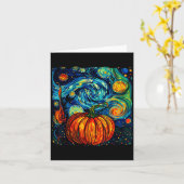 Pumpkin Halloween Starry Night Van Gogh Thanksgivi Kaart (Gele Bloem)