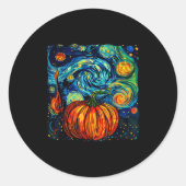 Pumpkin Halloween Starry Night Van Gogh Thanksgivi Ronde Sticker (Voorkant)