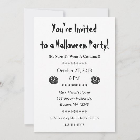 Pumpkin Haloweeeen Party Spooky Black en Oranje Kaart (Achterkant)