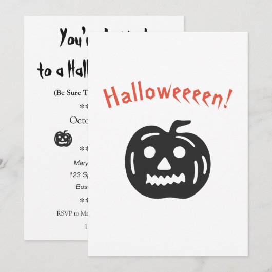 Pumpkin Haloweeeen Party Spooky Black en Oranje Kaart (Voorkant / Achterkant)