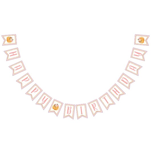 Pumpkin Happy Birthday Banner Girl - Roze speldenb (Alle)