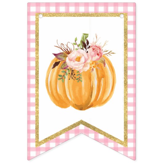 Pumpkin Happy Birthday Banner Girl - Roze speldenb (Eerste vlag)