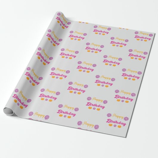 Pumpkin Happy Birthday Cadeaupapier (Uitgerold)