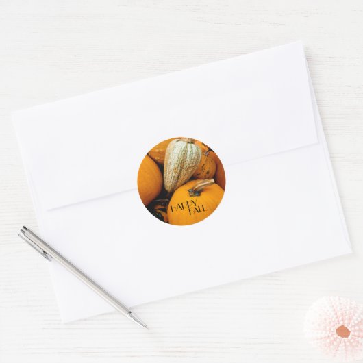 Pumpkin-Happy Fall Ronde Sticker (Envelop)