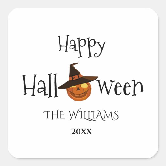 Pumpkin Happy Halloween Persoonlijk Vierkante Sticker (Voorkant)