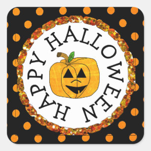 Pumpkin Happy Halloween-pleisters Vierkante Sticker
