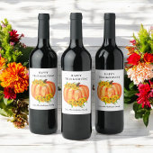 Pumpkin Happy Thanksgiving Oranje White Wijn Etiket