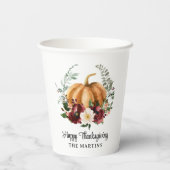 Pumpkin Happy Thanksgiving-papierbekertjes Papieren Bekers (Achterkant)
