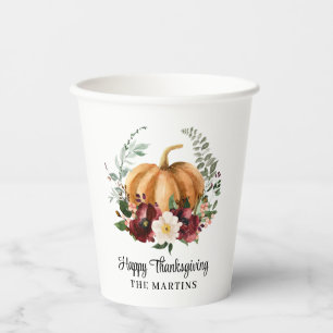 Pumpkin Happy Thanksgiving-papierbekertjes Papieren Bekers