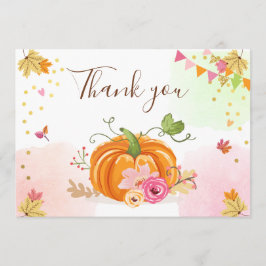 Pumpkin Hartelijk dank, mevrouw Girl Pink Floral h Bedankkaart