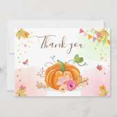 Pumpkin Hartelijk dank, mevrouw Girl Pink Floral h Bedankkaart (Voorkant)