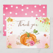 Pumpkin Hartelijk dank, mevrouw Girl Pink Floral h Bedankkaart (Voorkant / Achterkant)
