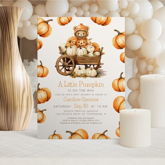 Pumpkin Harvest Autumn Baby shower Invitation Kaart