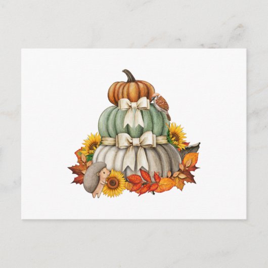 Pumpkin Harvest, Egel en Natuur van de vogelpest Briefkaart (Voorkant)