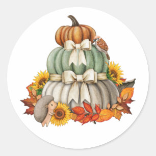 Pumpkin Harvest, Egel en Natuur van de vogelpest Ronde Sticker