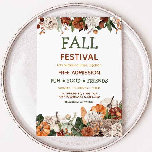 Pumpkin Harvest Fall Festival Party Invitation Kaart