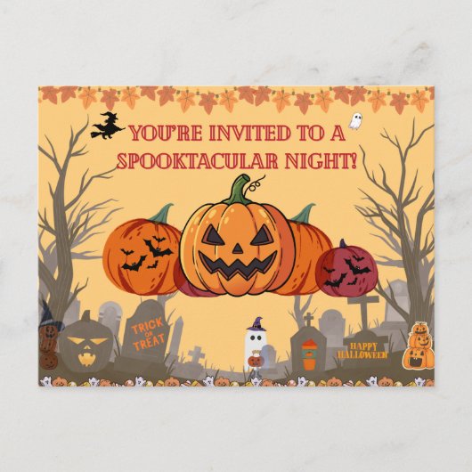 Pumpkin Harvest Halloween Party Invitation | Autum Uitnodiging Briefkaart (Voorkant)