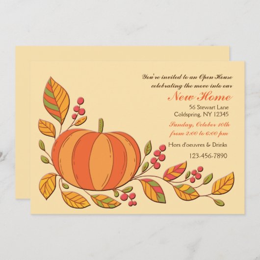 Pumpkin Harvest Invitation Kaart (Voorkant / Achterkant)