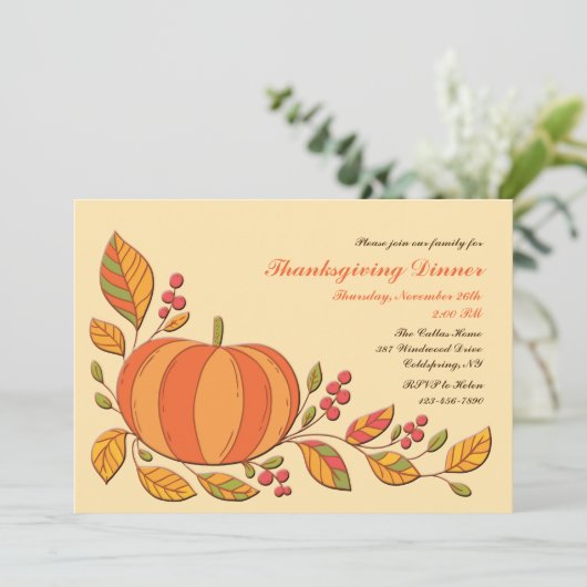 Pumpkin Harvest Invitation Kaart (Staand voorkant)