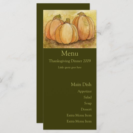Pumpkin Harvest-menukaart Menu (Voorkant / Achterkant)