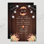 Pumpkin Harvest Monogram Autumn Lights Wedding Kaart (Voorkant / Achterkant)