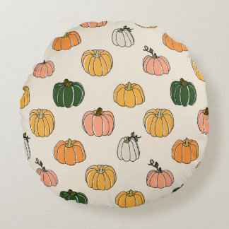 Pumpkin Harvest  naadloos patroon Rond Kussen