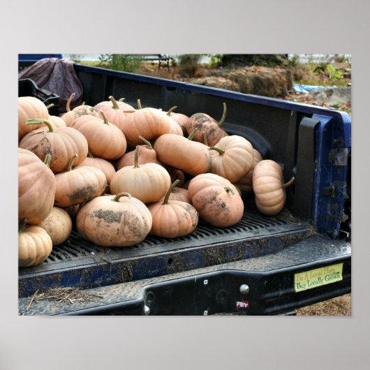 Pumpkin Harvest on Pickup Truck Herfst Poster (Voorkant)