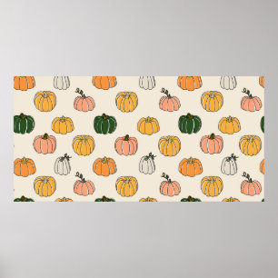 Pumpkin Harvest vintage Seamless Pattern Poster