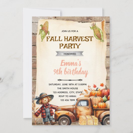 Pumpkin hayride party invitation kaart (Voorkant)