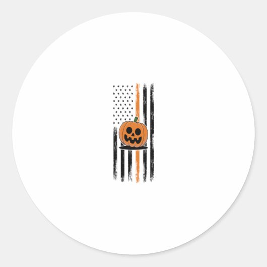 Pumpkin Head Amerikaanse vlag Ronde Sticker (Voorkant)