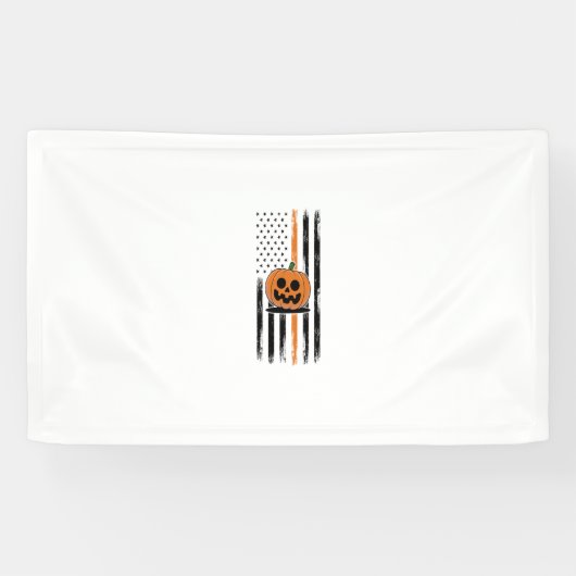 Pumpkin Head Amerikaanse vlag Spandoek (Horizontaal)
