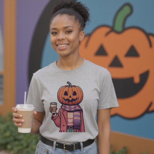 Pumpkin Head Coffee Herfst Seizoen Halloween T-shirt