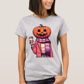 Pumpkin Head Coffee Herfst Seizoen Halloween T-shirt (Voorkant)