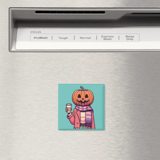 Pumpkin Head Coffee Herfst Seizoen Magneet (Insitu (Vaatwasser))