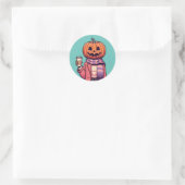 Pumpkin Head Coffee Herfst Seizoen Shirt Ronde Sticker (Tas)