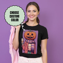 Pumpkin Head Coffee Pastel Gothic Halloween T-shirt