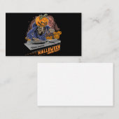 Pumpkin Head Halloween DJ in muziekfeest Informatiekaartje (Voorkant / Achterkant)