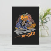 Pumpkin Head Halloween DJ in muziekfeest Kaart (Staand voorkant)