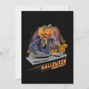 Pumpkin Head Halloween DJ in muziekfeest Kaart