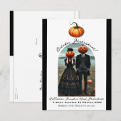 Pumpkin Head Halloween Herfst Fotoshoot Aankondigingskaart (Voorkant / Achterkant)