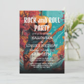 Pumpkin Head Halloween Rock and Roll Party Kaart (Staand voorkant)