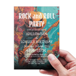 Pumpkin Head Halloween Rock and Roll Party Kaart
