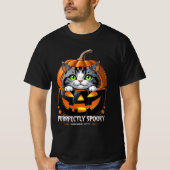Pumpkin Head Kat Purfectly Spooky bij Halloween T-shirt (Voorkant)